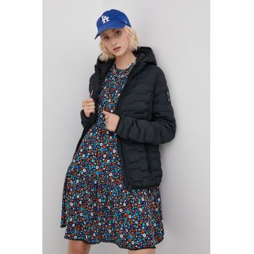 Superdry Geacă de puf femei, culoarea negru, de tranzitie