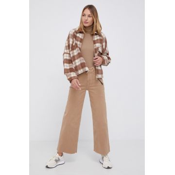 Woolrich Geacă de lână culoarea maro, de tranzitie