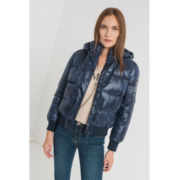 Geaca cu gluga si umplutura de puf - Bleumarin