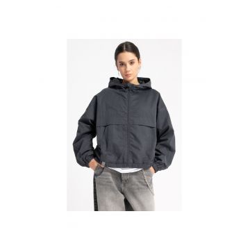 Geaca de tranzitie cu gluga si buzunare laterale -