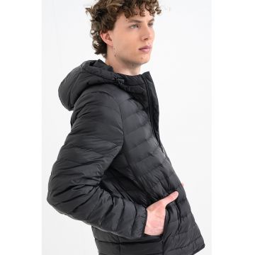 Geaca matlasata cu gluga - Negru