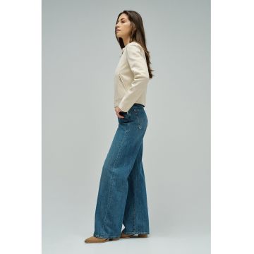 Jacheta biker din piele intoarsa sintetica - Maro camel