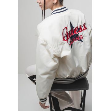 Jacheta bomber cu logo brodat - Crem