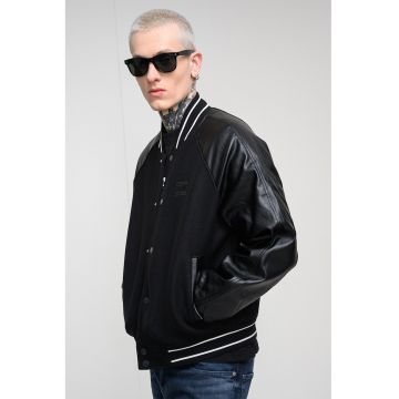 Jacheta bomber din amestec de lana - Negru