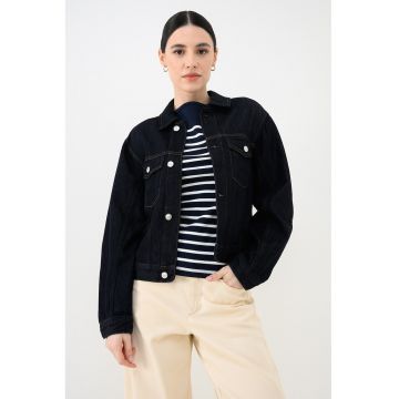 Jacheta camrata din denim din amestecde lyocell - Albastru inchis