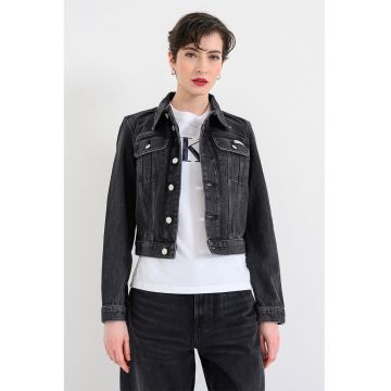 Jacheta crop de denim - Negru stins