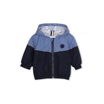 Jacheta cu fermoar si gluga - Albastru ultramarin/Albastru prafuit