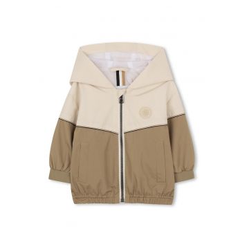 Jacheta cu fermoar si gluga - Bej/Kaki