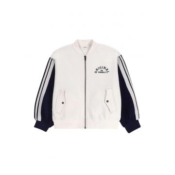 Jacheta  ecru - bumbac - cu fermoar - pentru fete