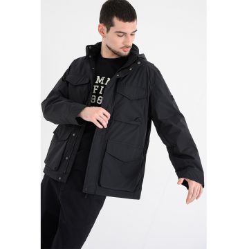 Jacheta pliabila cu buzunare cu clapa - Negru
