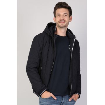 Jacheta slim fit usoara cu aspect matlasat - Bleumarin