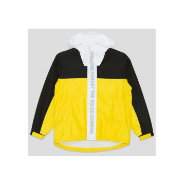 Jacketa lejera cu imprimeu cu text -