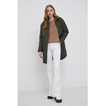 Vero Moda geaca femei, culoarea verde, de tranzitie, oversize