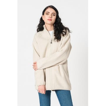 Jacheta cu fermoar si aspect de blana shearling