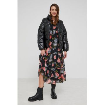 Answear Lab geaca femei, culoarea negru, de iarna, oversize