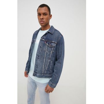 Levi's geaca jeans barbati, culoarea albastru marin, de tranzitie