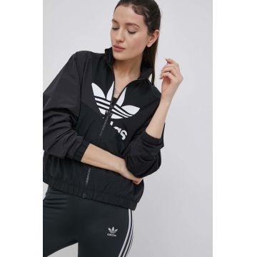 adidas Originals geacă Adicolor HC7056 femei, culoarea negru, de tranzitie HC7056-BLACK