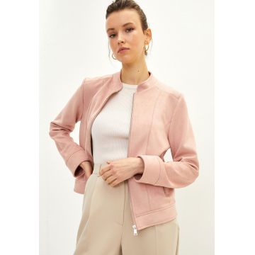 Jacheta de piele intoarsa ecologica cu fermoar