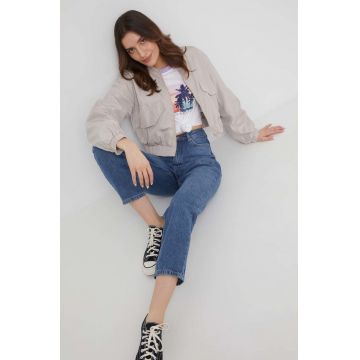 JDY geaca bomber femei, culoarea bej, de tranzitie JDY geaca bomber femei, culoarea bej, de tranzitie