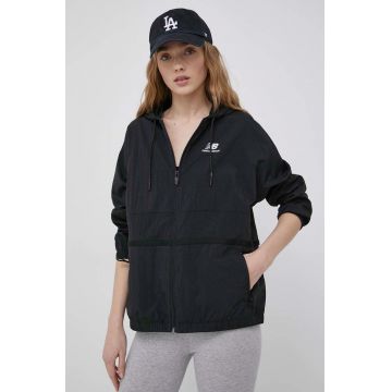 New Balance geaca femei, culoarea negru, de tranzitie, oversize New Balance geaca femei, culoarea negru, de tranzitie, oversize