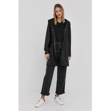 Rains geaca 18340 A-line Jacket femei, culoarea negru, de tranzitie Rains geaca 18340 A-line Jacket femei, culoarea negru, de tranzitie