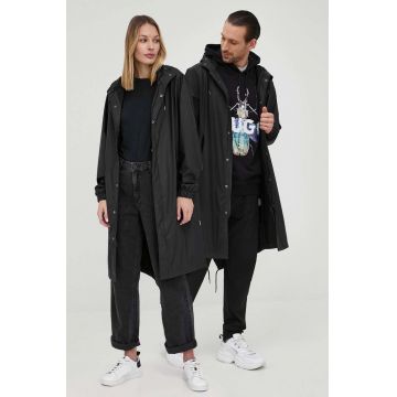 Rains hanorac 18140 Fishtail Parka culoarea negru, de tranziție 18140.01-Black Rains hanorac 18140 Fishtail Parka culoarea negru, de tranziție 18140.01-Black