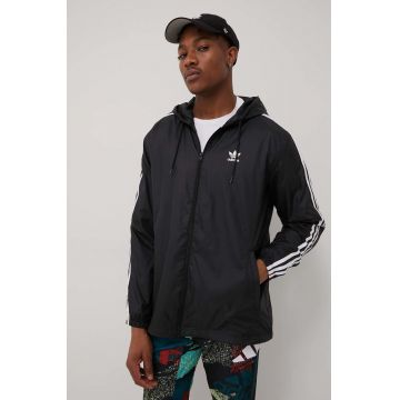 adidas Originals geaca HB9489 barbati, culoarea negru, de tranzitie adidas Originals geaca HB9489 barbati, culoarea negru, de tranzitie