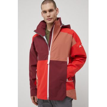 adidas TERREX geaca de ploaie Myshelter barbati, culoarea rosu