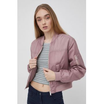 JDY geaca bomber femei, culoarea roz, de tranzitie