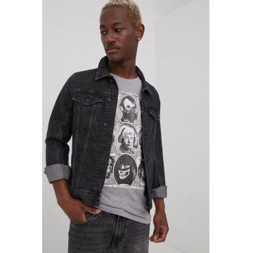 Tom Tailor geaca de blugi din bumbac culoarea negru, de tranzitie Tom Tailor geaca de blugi din bumbac culoarea negru, de tranzitie