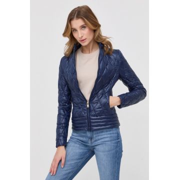 Trussardi geaca femei, culoarea albastru marin, de tranzitie