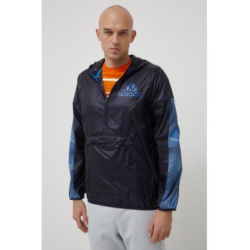 adidas windbreaker Season HD4335 culoarea albastru marin, de tranzitie, oversize