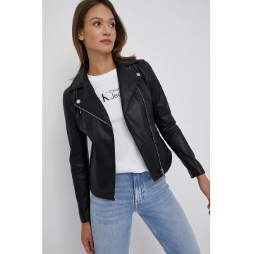 Armani Exchange geaca ramones femei, culoarea negru, de tranzitie