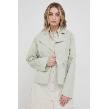 Dkny geaca femei, culoarea verde, de tranzitie