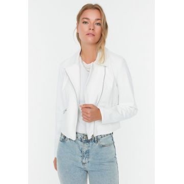 Jacheta crop de piele ecologica