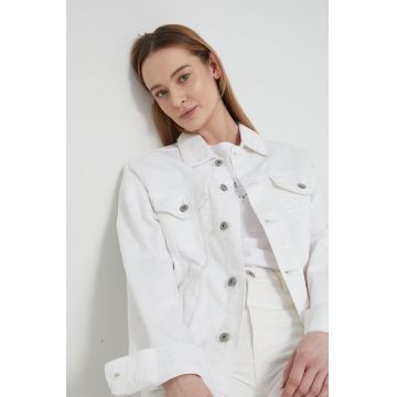 Medicine geaca jeans femei, culoarea alb, de tranzitie