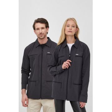 Rains geaca 18690 Woven Shirt culoarea negru, de tranzitie