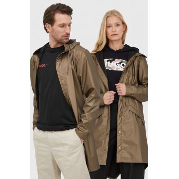 Rains geaca de ploaie 12020 Long Jacket culoarea auriu, de tranzitie