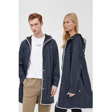 Rains geacă de ploaie 18540 Long Jacket Reflective culoarea albastru marin, de tranzitie 18540.54-NavyReflec