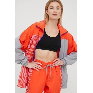 adidas by Stella McCartney geaca sport H59949 culoarea portocaliu, de tranzitie, oversize