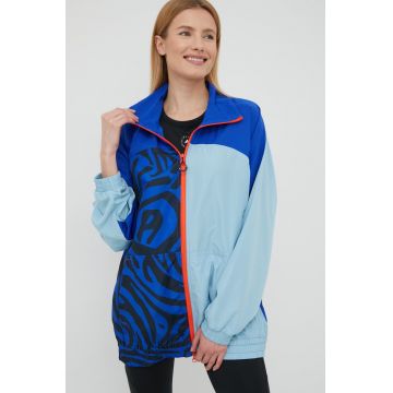 adidas by Stella McCartney geaca sport HA8970 culoarea turcoaz, de tranzitie, oversize