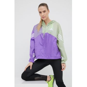 adidas Performance windbreaker Back to Sport culoarea violet, de tranzitie, oversize