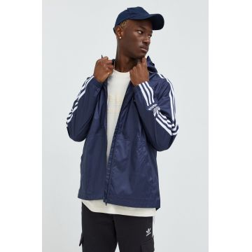 adidas Originals geaca barbati, culoarea albastru marin, de tranzitie adidas Originals geaca barbati, culoarea albastru marin, de tranzitie