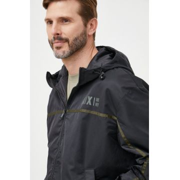 Armani Exchange geaca barbati, culoarea negru, de tranzitie