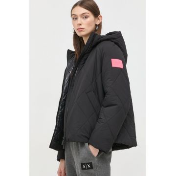 Armani Exchange geaca femei, culoarea negru, de iarna