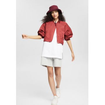 Jacheta bomber cu model uni si buzunare cu clapa Jacheta bomber cu model uni si buzunare cu clapa