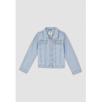 Jacheta de denim cu buzunare cu clapa Jacheta de denim cu buzunare cu clapa