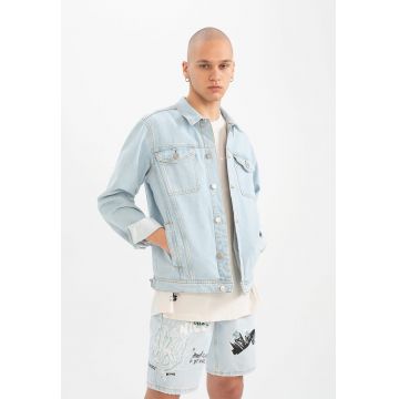 Jacheta slim fit din denim cu aspect decolorat Jacheta slim fit din denim cu aspect decolorat