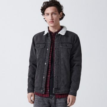 Cropp - Geacă sherpa din denim - Gri