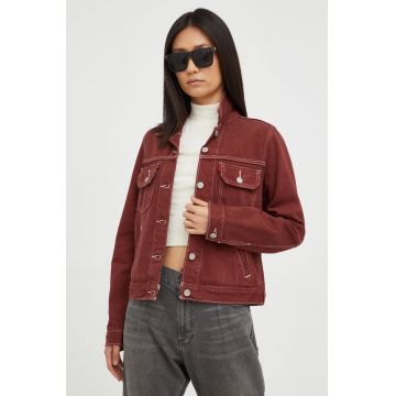 Levi's geaca jeans femei, culoarea bordo, de tranzitie